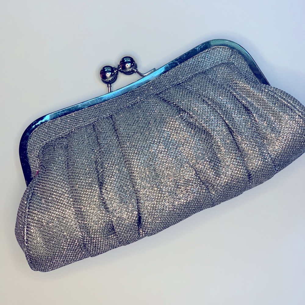 Small silver glitter purse